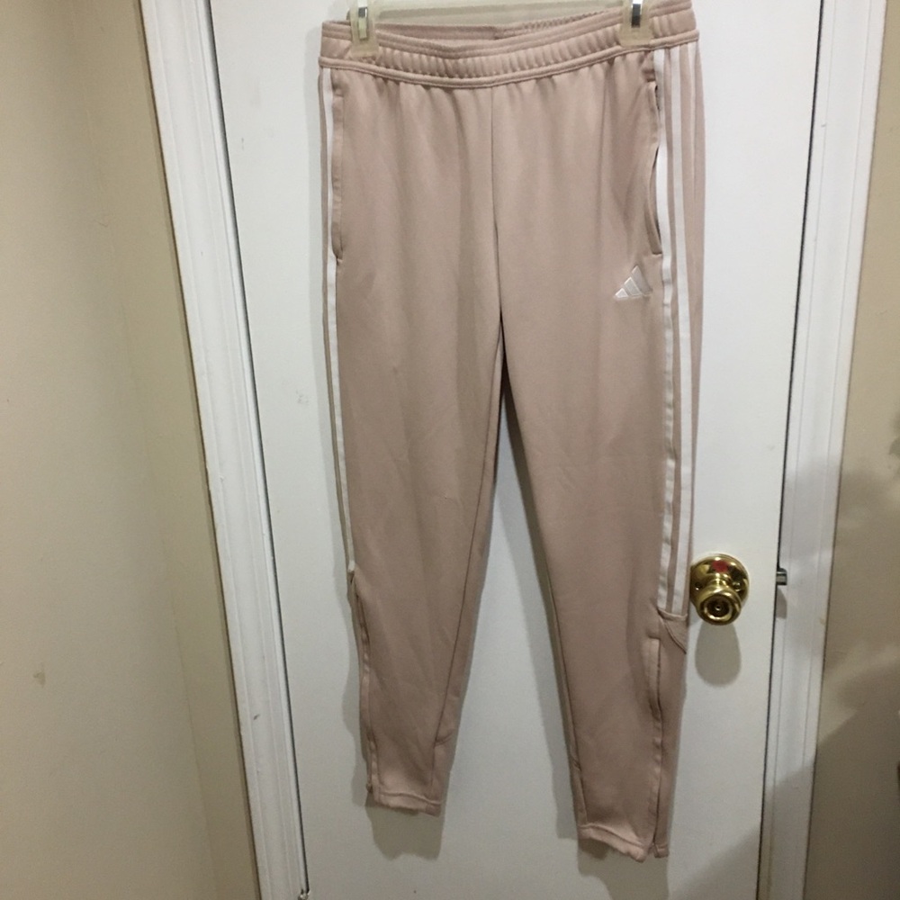 adidas Beige Joggers with White Side Stripes